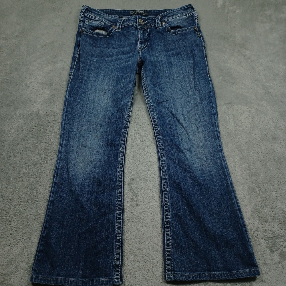 Silver Jeans Womens 32 Blue Denim Suki Bootcut Distressed Pockets Casual